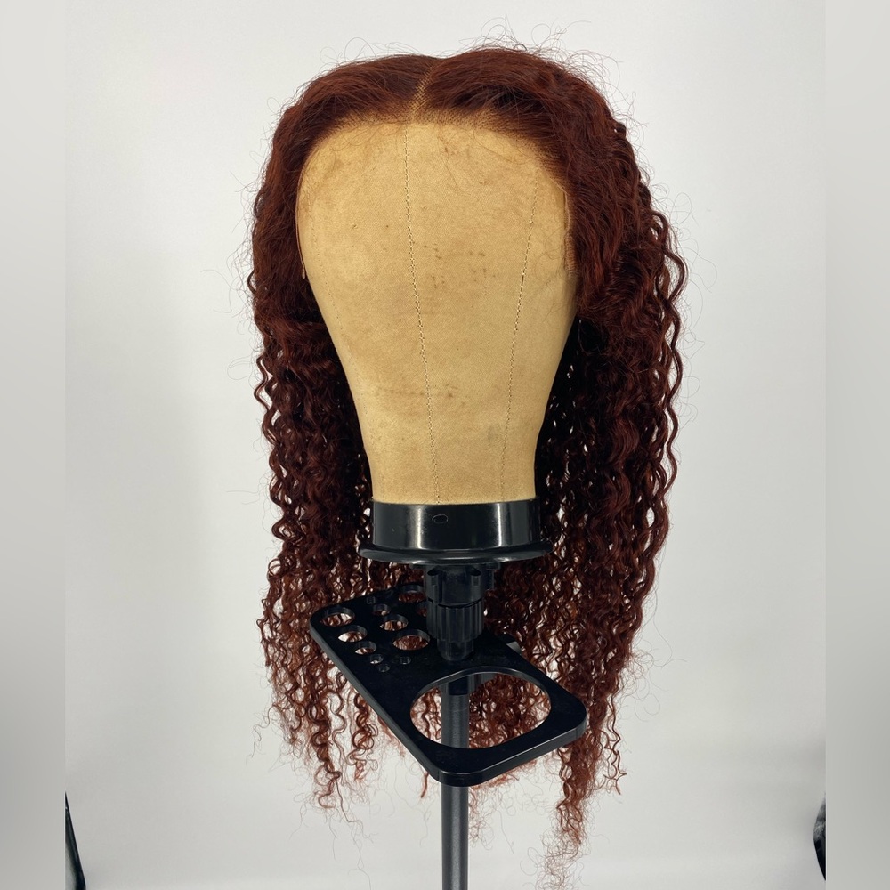 Pre-Everything Human Hair 13x4 Jerry Curly 24”Frontal Reddish Brown Glueless Wig